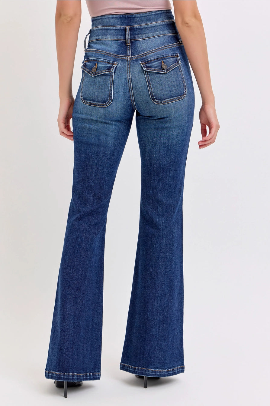 Super High Rise Double Waistband Flare Denim Jeans