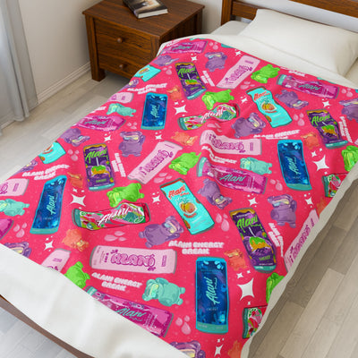 Colorful Retro Energy Drink Velveteen Plush Blanket
