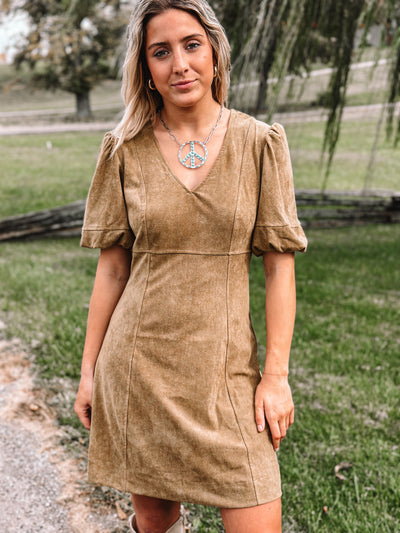 Olive Long Live Cowgirls Suede Shift Dress