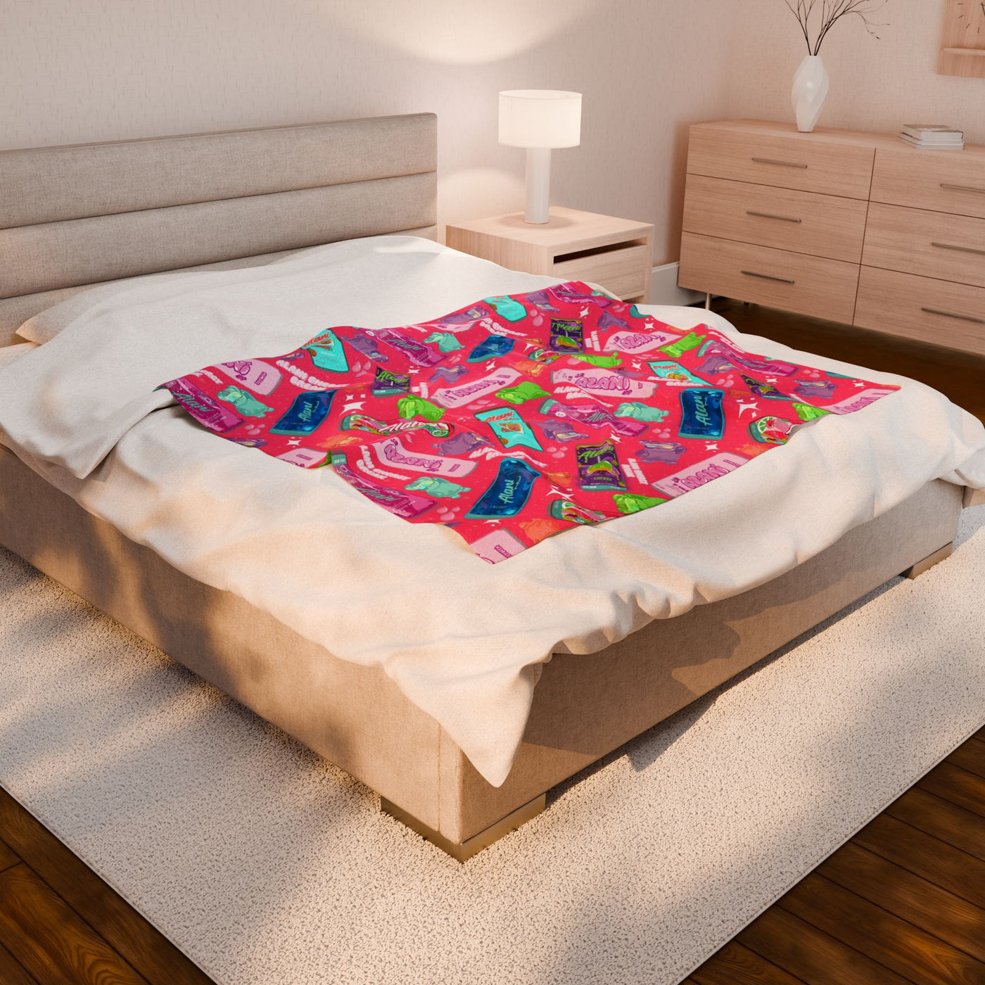 Colorful Retro Energy Drink Velveteen Plush Blanket
