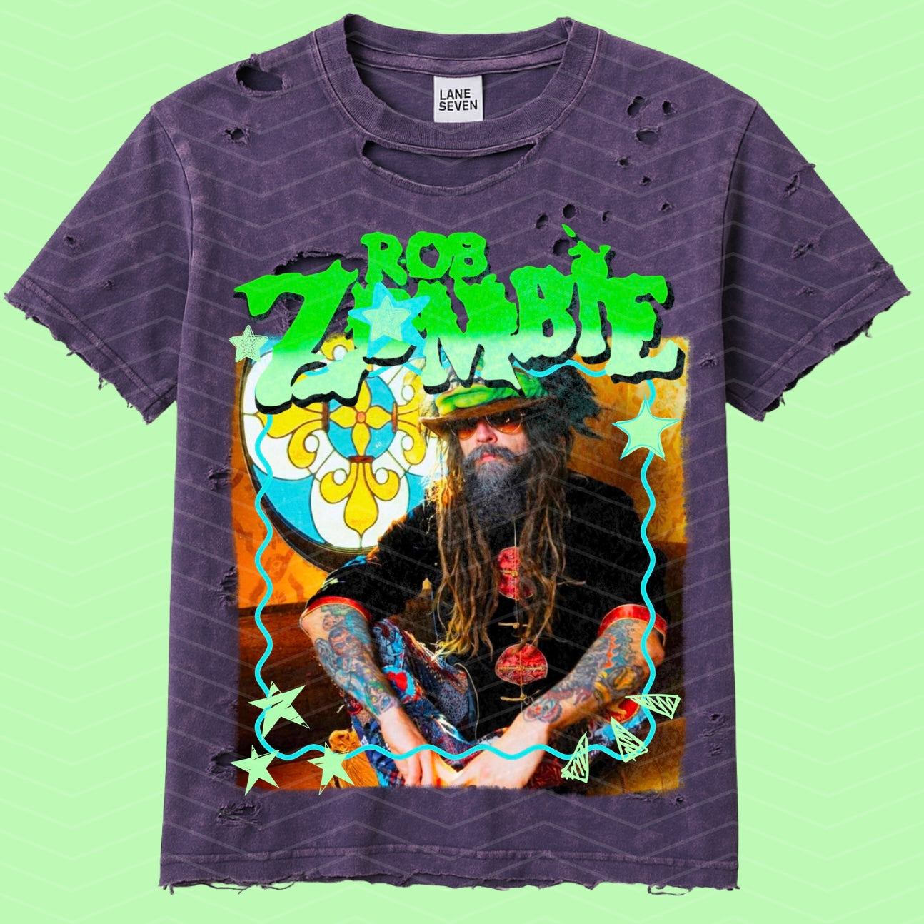 Zombie Doodle Destroyed Mineral Wash Tee/Hoodie