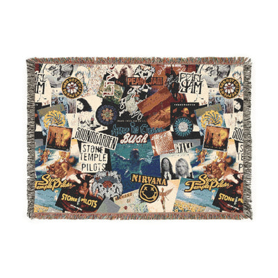 Vintage Rock Band Woven Blanket - Cozy Music Tribute Throw for Home Decor