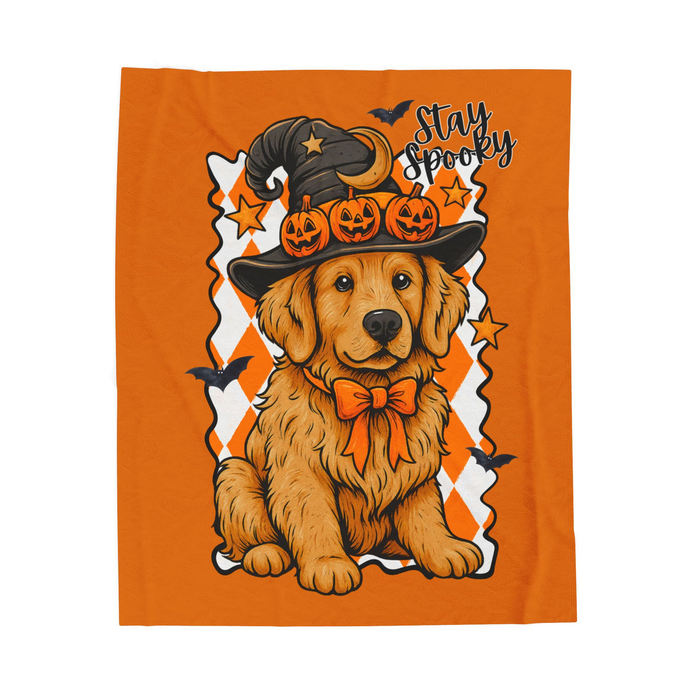 Stay Spooky Golden Retriever Velveteen Plush Blanket