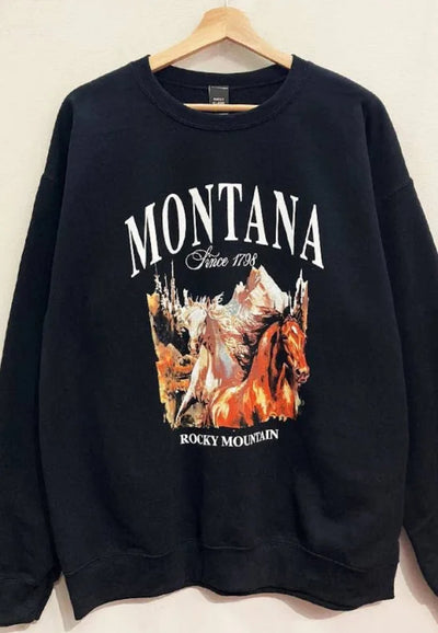 Pigment Washed Oversized Vintage Montana Sweatshirt
