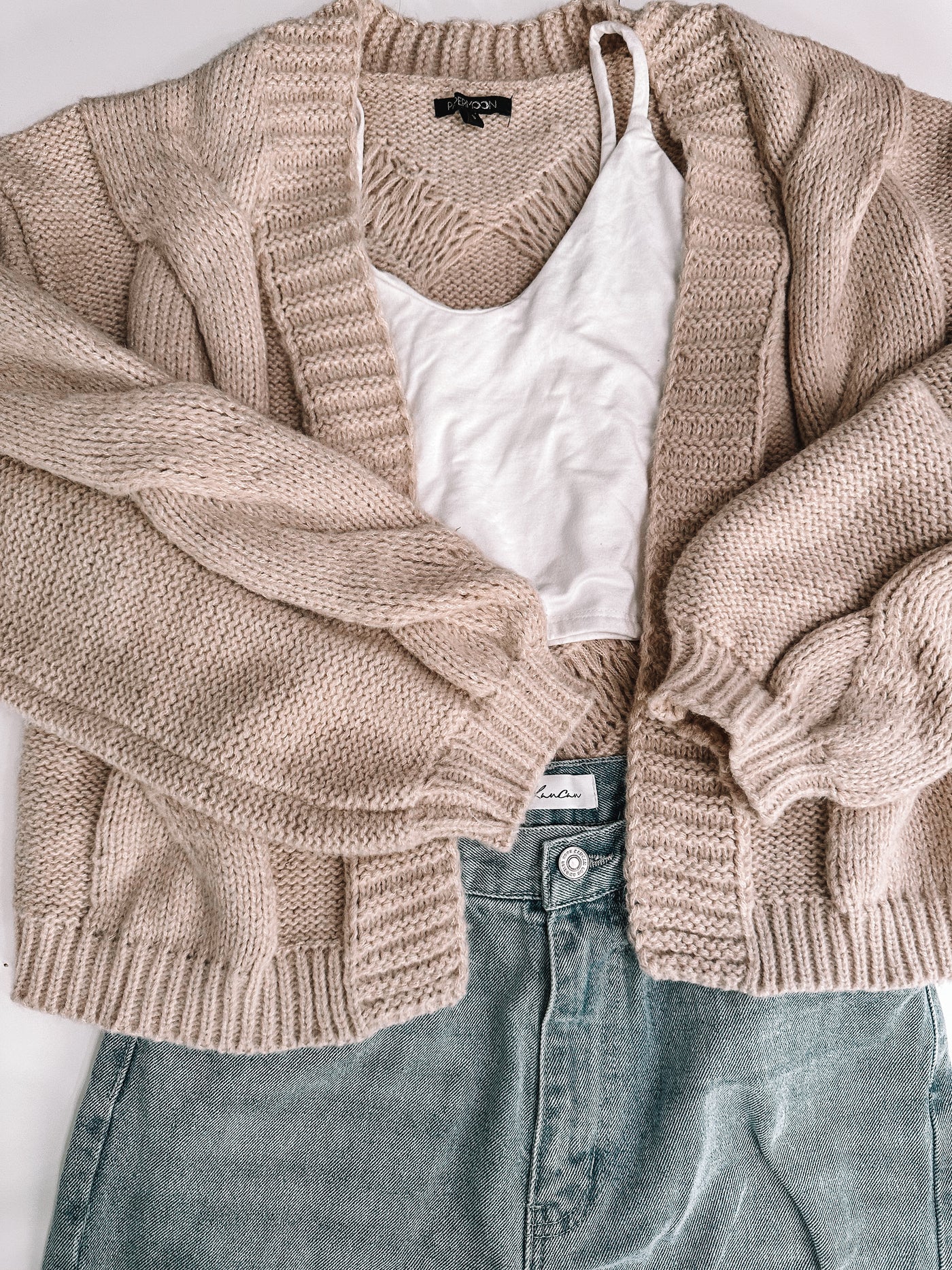 Papermoon Cable Knit Cropped Cardigan