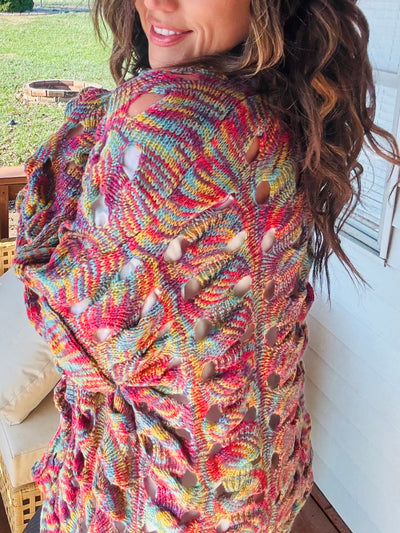 Funky Threads Multi Color Open Long Sleeve Sweater Cardigan - FUCHSIA