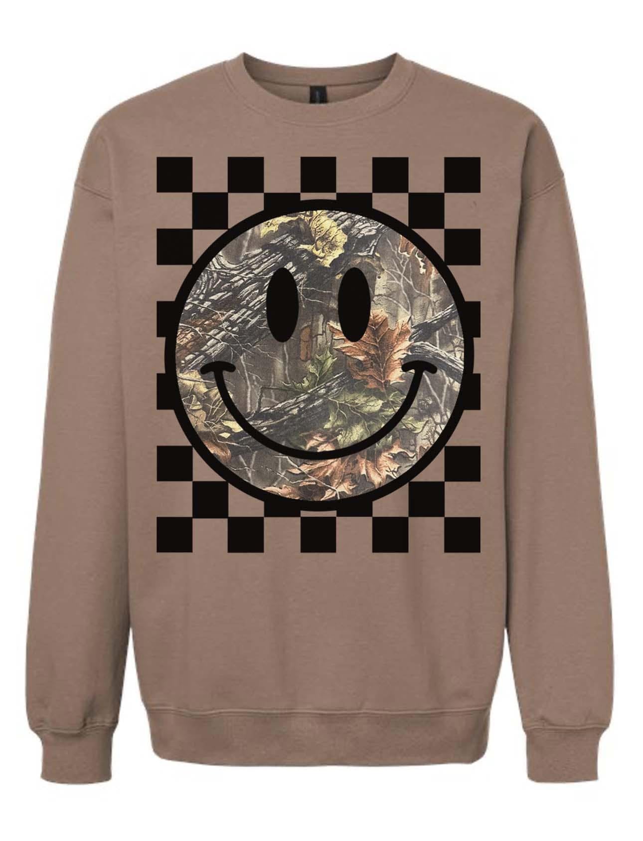 Brown Checkered Smiley Tee