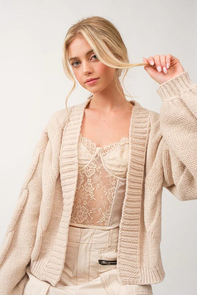 Papermoon Cable Knit Cropped Cardigan