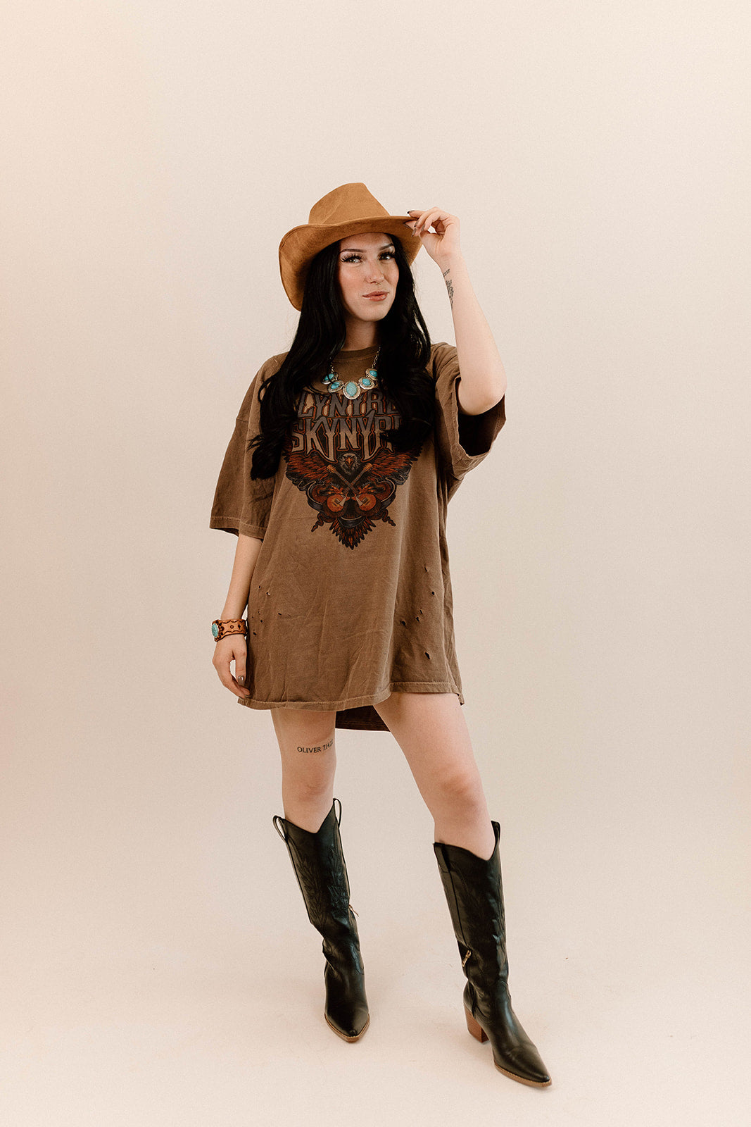 Tuesday's Gone Brown Distressed Tee