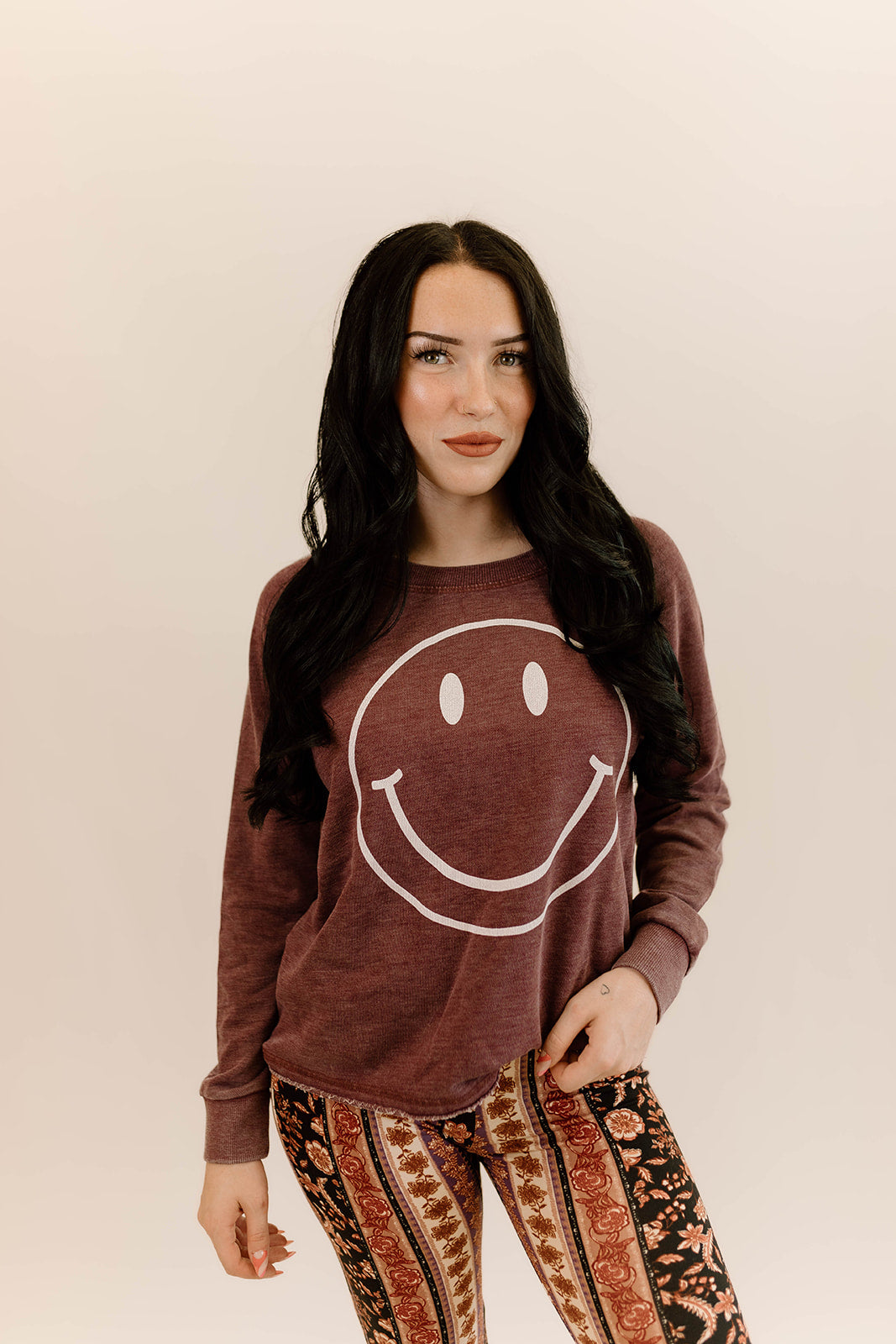 Smiley Burnout Sweatshirt