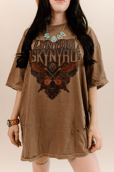 Tuesday's Gone Brown Distressed Tee