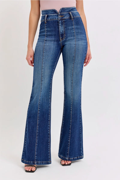 Super High Rise Double Waistband Flare Denim Jeans