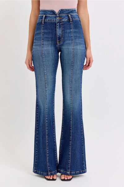 Super High Rise Double Waistband Flare Denim Jeans