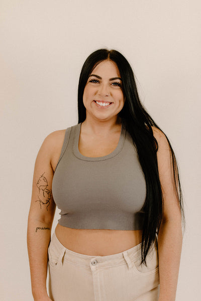The Alyssa Pigment Washed Cami Top - Charcoal