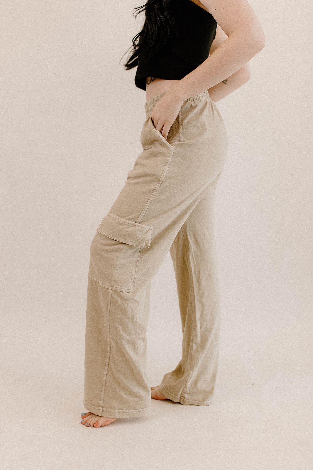 The Laney Cargo Lounge Pants - Pumice