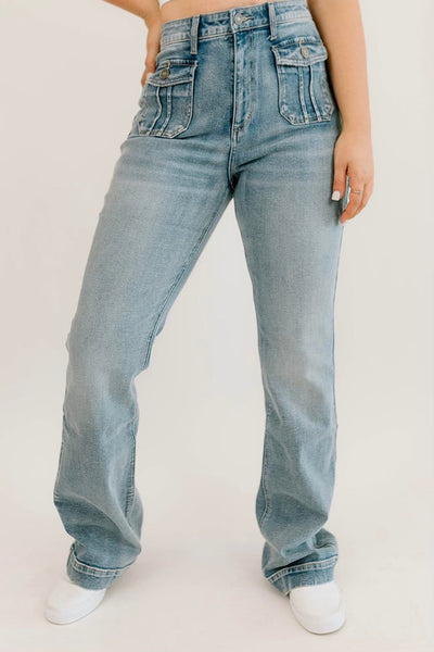 The Farrah Patch Pocket Vintage Bootcut Jeans