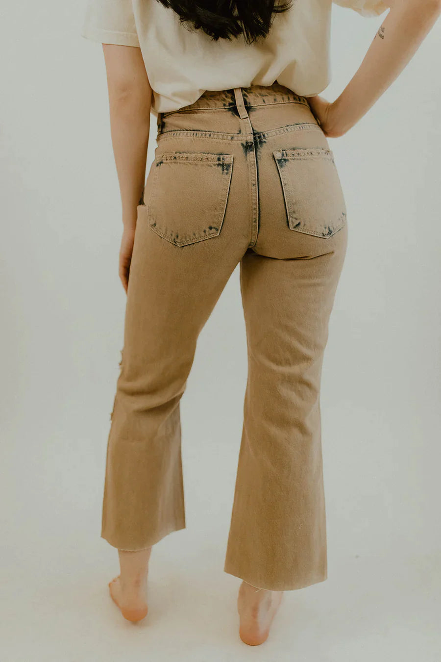 90s Vintage Burnt Crop Flare Jeans