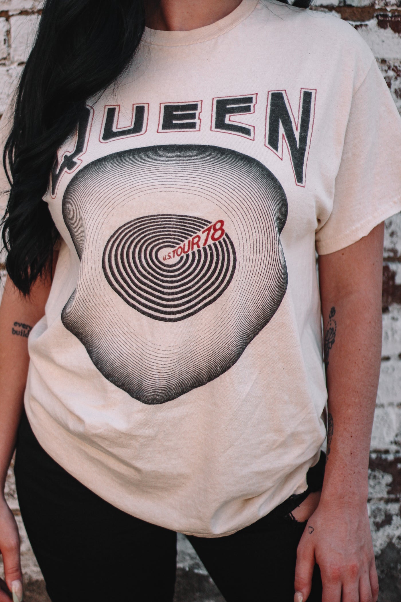 Queen Record Thrifted Tee