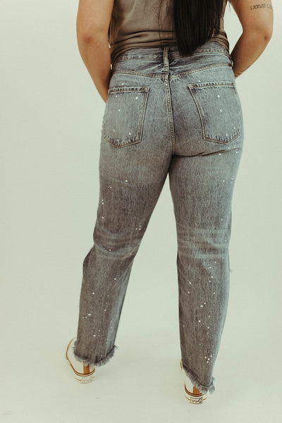 Paint Spot High Rise Slim Straight Jeans