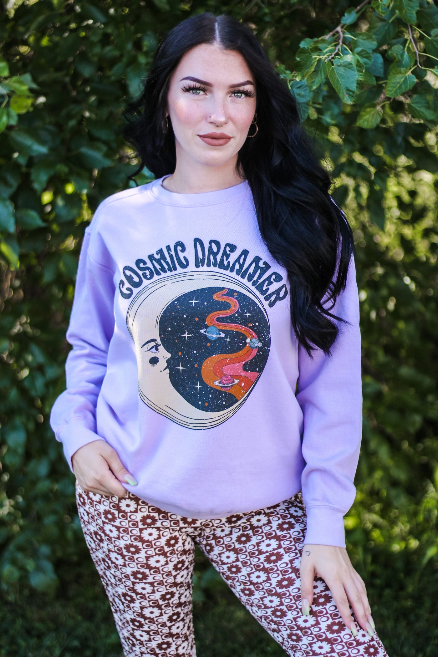 Retro Purple Cosmic Dreamer Pigment Dyed Sweatshirt