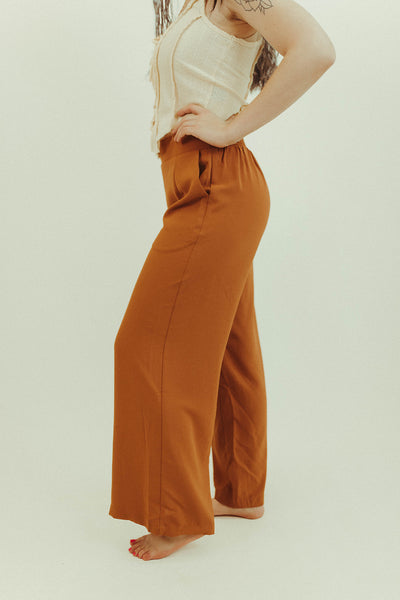 Thinking Of You Toffee Smocked Waist Pants