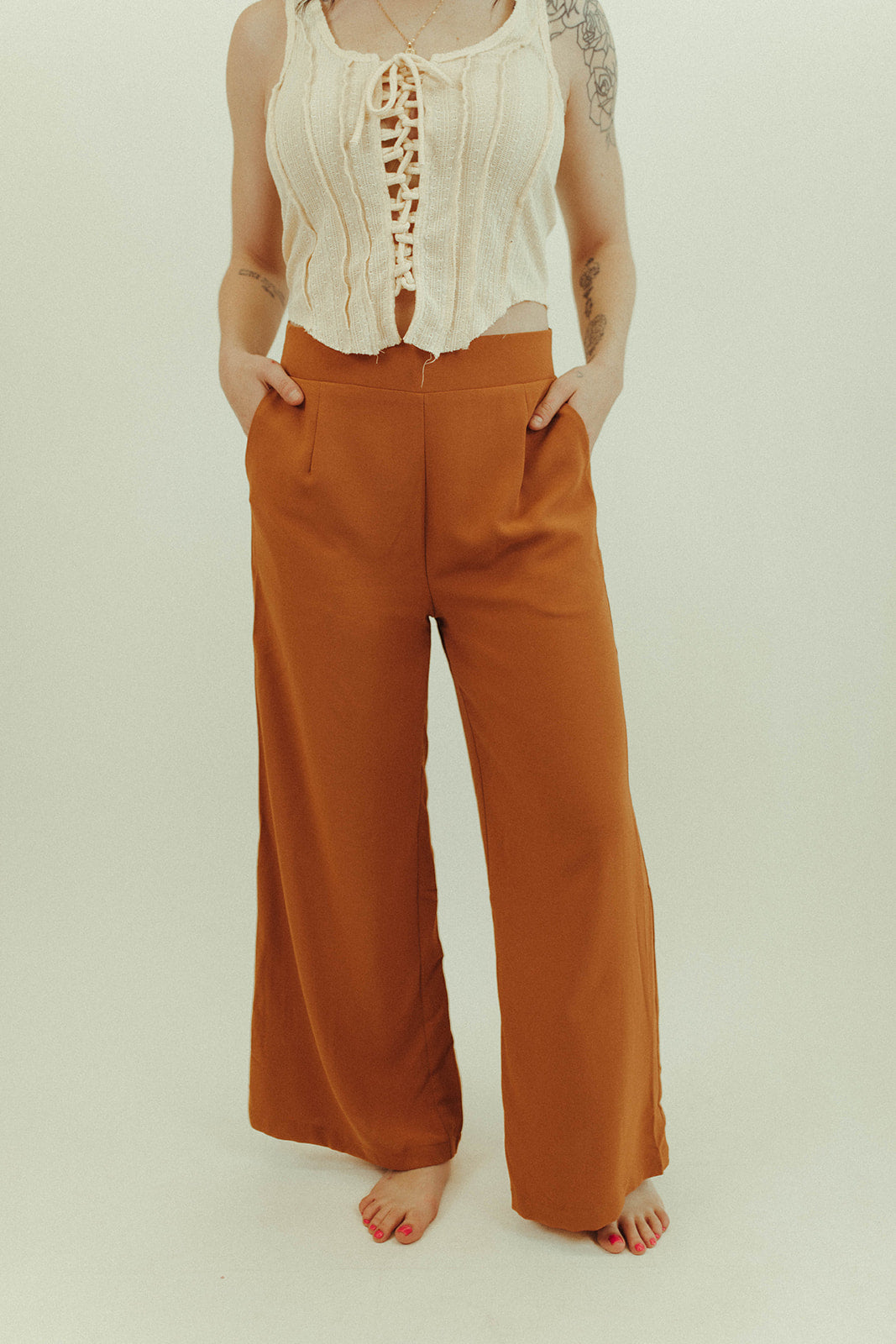 Thinking Of You Toffee Smocked Waist Pants