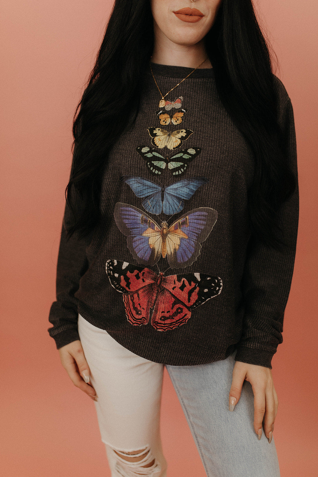 You’re My Butterfly Corded Crew Sweatshirt