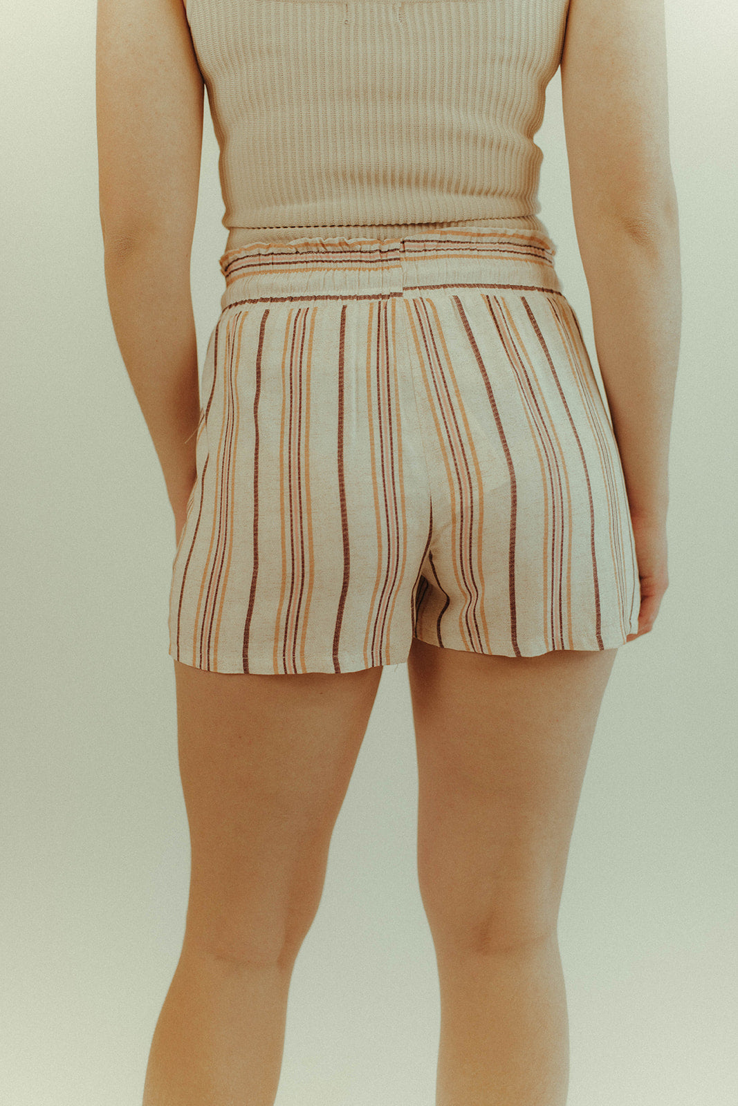 Striped Drawstring Elastic Shorts